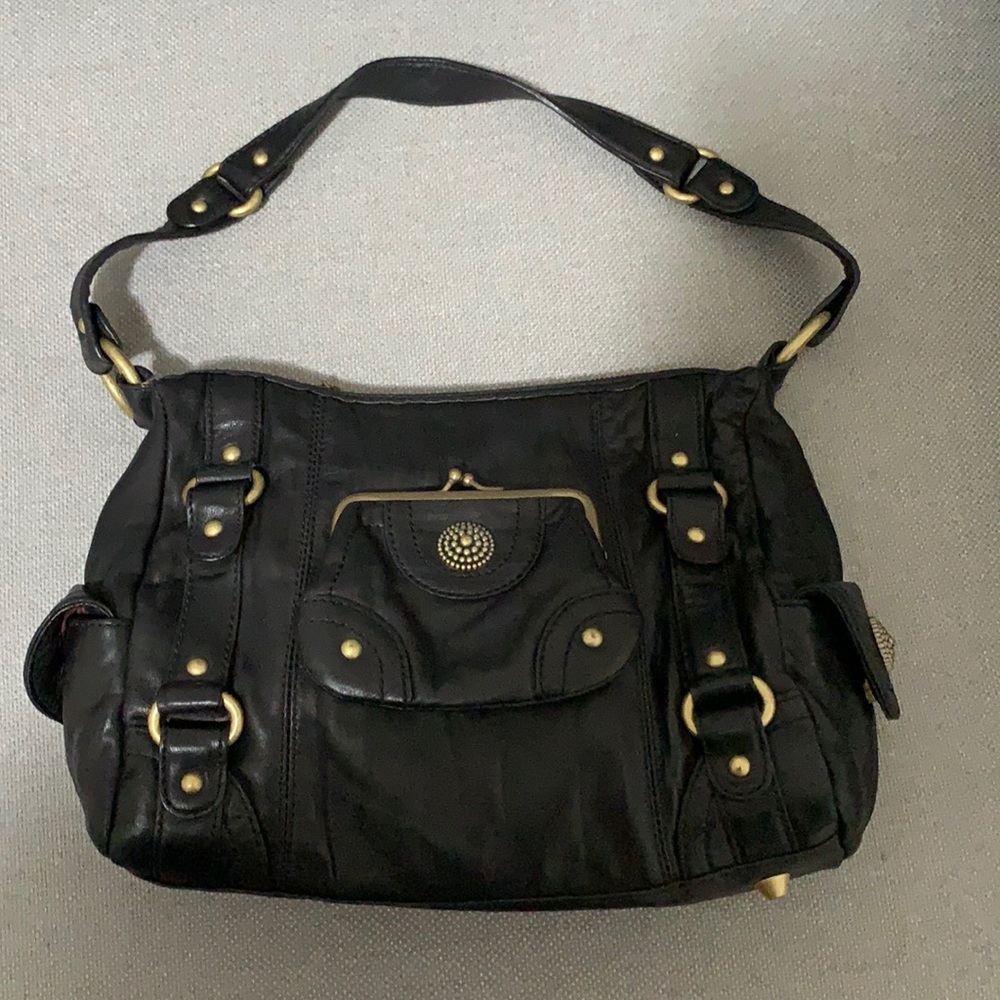 Black Betsey Johnson and bag with brass hardware